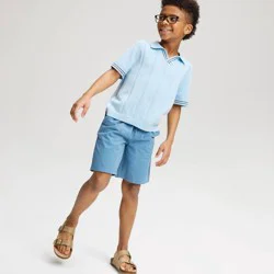 Boys' Short Sleeve Polo Sweater - Cat & Jack™ Light Blue XS