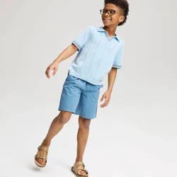 Boys' Short Sleeve Polo Sweater - Cat & Jack™ Light Blue M