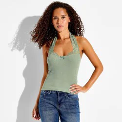 Women's Lace Halter Top - Wild Fable™ Fern Green XS