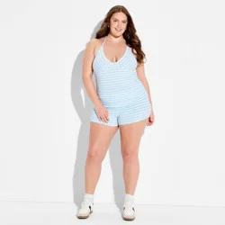 Women's Soft Cotton Halter Top - Wild Fable™ Light Blue Striped XXL