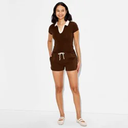 Women's Short Sleeve Soft Cotton Polo Shirt - Wild Fable™ Brown XL
