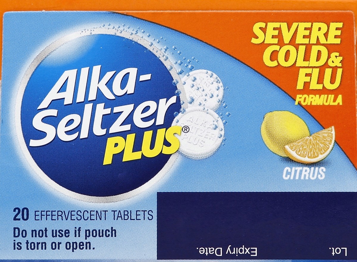 slide 2 of 6, Alka-Seltzer Plus Severe Cold & Flu Formula Citrus Effervescent Tablets, 20 ct