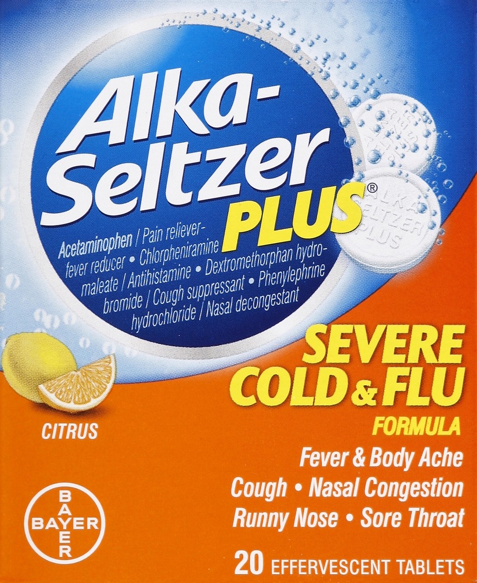 slide 5 of 6, Alka-Seltzer Plus Severe Cold & Flu Formula Citrus Effervescent Tablets, 20 ct