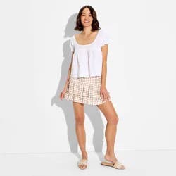 Women's Puff Sleeve Babydoll Top - Wild Fable™ White XS