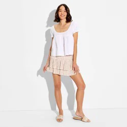 Women's Puff Sleeve Babydoll Top - Wild Fable™ White M