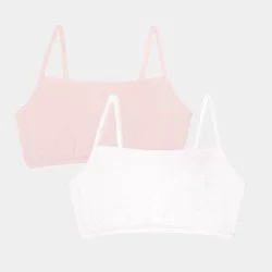 Fruit of the Loom Women's 2pk Unbelievably Soft Cotton Spaghetti Strap Sports Bra - Rose Shadow/White XL