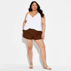 Women's Low-Rise Side-Tie Linen Pull-On Shorts - Wild Fable™ Brown XXL
