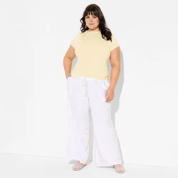 Women's Low-Rise Baggy Leg Linen Pull-On Pants - Wild Fable™ White XL