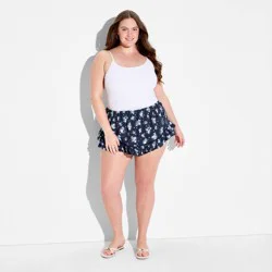 Women's Ruffle Bloomer Shorts - Wild Fable™ Blue Floral XXL