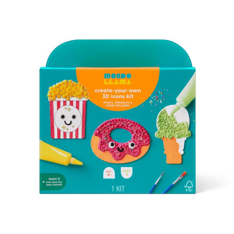 slide 1 of 4, 3ct Summer Craft Textured Paint Food Canvas Activity Kit - Mondo Llama™, 3 ct
