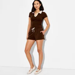Women's Mid-Rise Fleece Pull-On Shorts - Wild Fable™ Dark Brown XL
