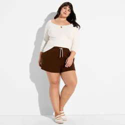 Women's Mid-Rise Fleece Pull-On Shorts - Wild Fable™ Dark Brown XXL