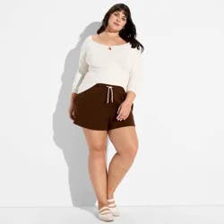 Women's Mid-Rise Fleece Pull-On Shorts - Wild Fable™ Dark Brown XXL