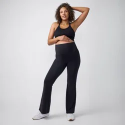 Ingrid & Isabel Everyday Maternity Fold Down Flare Leggings - Black M