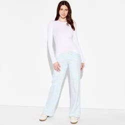 Women's Low-Rise Straight Leg Pull-On Pants - Wild Fable™ Bayshore Blue Sour Cream Striped L