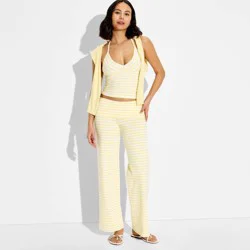 Women's Low-Rise Straight Leg Pull-On Pants - Wild Fable™ Popcorn Fresh white Striped XL