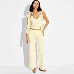 Women's Low-Rise Straight Leg Pull-On Pants - Wild Fable™ Popcorn Fresh white Striped XL