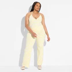 Women's Low-Rise Straight Leg Pull-On Pants - Wild Fable™ Popcorn Fresh white Striped XXL