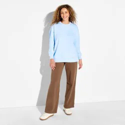 Women's Oversized Pullover Sweatshirt - Wild Fable™ Light Blue Phrase M