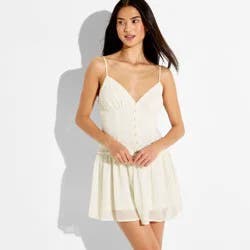 Women's Dropped Waist Lingerie Mini Slip Dress - Wild Fable™ Cream S