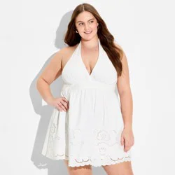 Women's Mini Eyelet Halter A-Line Dress - Wild Fable™ White XXL