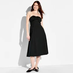 Women's Fit and Flare Strapless Midi A-Line Dress - Wild Fable™ Black XL