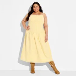 Women's High Neck Dropped Waist Midi A-Line Dress - Wild Fable™ Yellow XXL