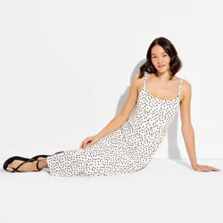 Women's Maxi Knit Dropped-Waist Dress - Wild Fable™ White Polka Dots S