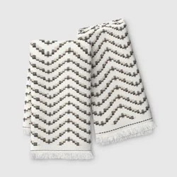 2pk Kitchen Towels Black/Cream Wave - Threshold™