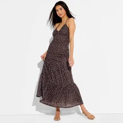 Women's Maxi Triangle Halter Dress - Wild Fable™ Brown Polka Dots S