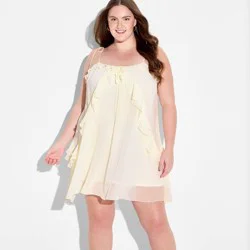 Women's Boho Ruffle Mini Dress - Wild Fable™ Cream XXL