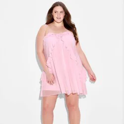 Women's Boho Ruffle Mini Dress - Wild Fable™ Light Pink XXL