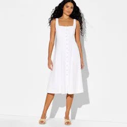 Women's Button-Front Midi A-Line Dress - Wild Fable™ White M