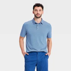 Men's Comfort Wear Polo Shirt - Goodfellow & Co™ Navy Blue Striped XL