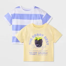 Grayson Mini Toddler Girls' 2pk Short Sleeve The Berry Best Oversized T-Shirt - Yellow 18M