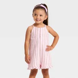 Grayson Mini Toddler Girls' Striped Gauze Romper - Pink 12M