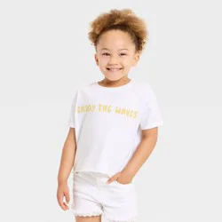 Grayson Mini Toddler Girls' Short Sleeve Enjoy the Waves Oversized T-Shirt - White 2T