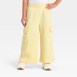 Grayson Mini Toddler Girls' French Terry Wide Leg Pants - Yellow 12M