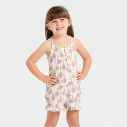 Grayson Mini Toddler Girls' Palm Tree Gauze Romper - Cream 4T