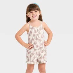 Grayson Mini Toddler Girls' Palm Tree Gauze Romper - Cream 4T