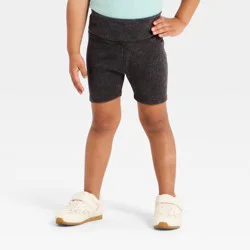 Grayson Mini Toddler Girls' Washed Ribbed Seamless Bike Shorts - Black 12M