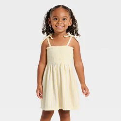 Grayson Mini Toddler Girls' Striped Midi Terry Dress - Yellow 4T
