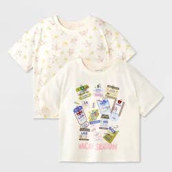 Grayson Mini Toddler Girls' 2pk Short Sleeve Vacay Season Oversized T-Shirt - White 4T