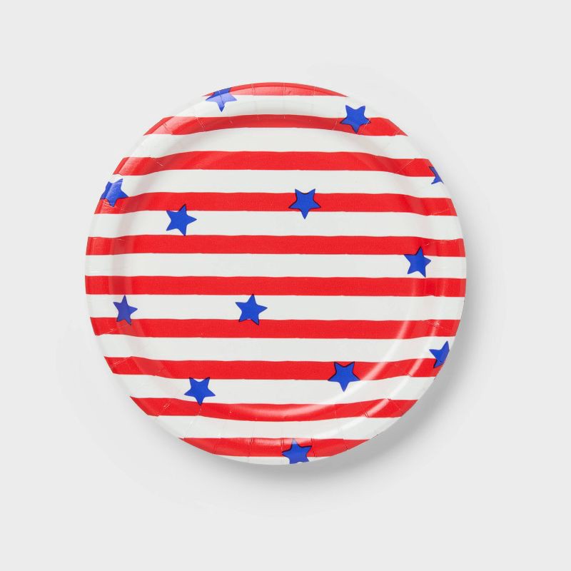 slide 1 of 3, 20ct 4th of July USA Americana Stars and Stripes Snack Paper Plates - Spritz™, 20 ct