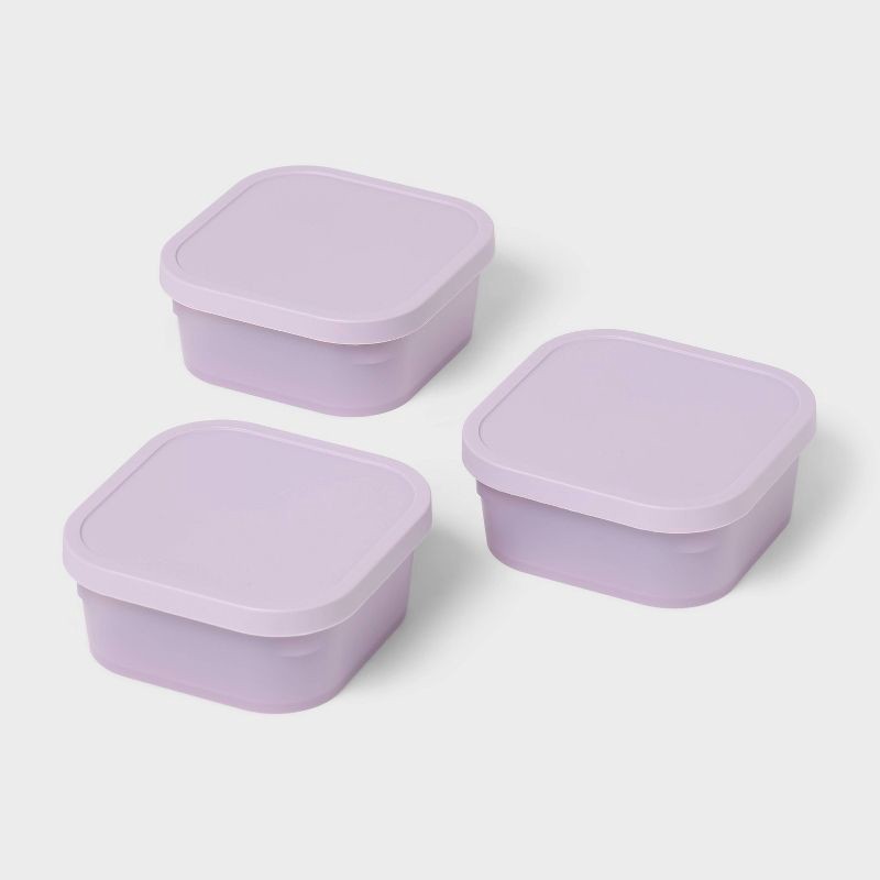 slide 1 of 3, 3pk Click in Place 13oz Shallow Insert Storage Containers Lavender - Brightroom™, 3 ct, 13 oz
