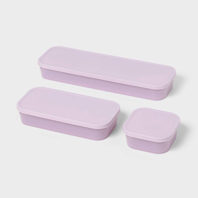 slide 1 of 3, 3pk Click in Place Shallow Insert Storage Containers 46oz/30oz/13oz Lavender - Brightroom™, 3 ct, 46 oz, 30 oz, 13 oz