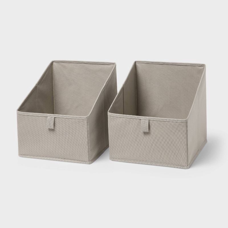 slide 1 of 3, 11" 2pk Fabric High-Low Bin Greige - Brightroom™, 2 ct