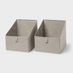 11" 2pk Fabric High-Low Bin Greige - Brightroom™