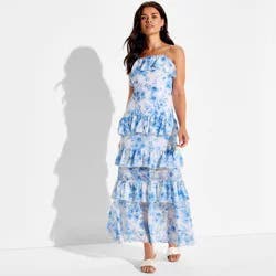 Women's Flounce Tiered Maxi A-Line Dress - Wild Fable™ White Floral S