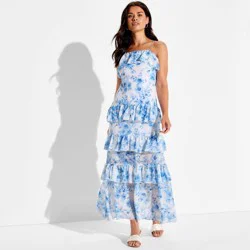 Women's Flounce Tiered Maxi A-Line Dress - Wild Fable™ White Floral M